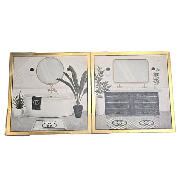 Crystal Luxe Bath Time With Gucci 2-PC Framed Canvas Wall Decor - Picture 1 of 9